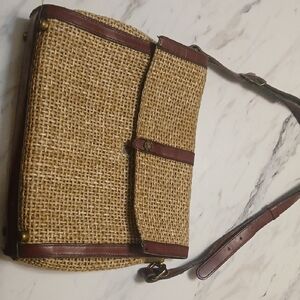 Brown and Tan Woven Men's Shoulder Bag